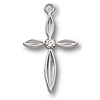 Sterling Silver 11/16in Concave Passion CZ Cross 18in Necklace