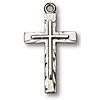 Sterling Silver 3/4in Scalloped Cross 18in Necklace