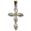 18kt Yellow Gold Plated 1in Opal and CZ Cross 18in Necklace