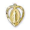 18kt Gold Plated 9/16in Miraculous Heart 18in Necklace