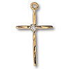 Gold Filled 7/8in Beveled Crystal Stone Cross 18in Necklace