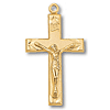 18kt Gold Plated 1in Scalloped Crucifix 24in Necklace