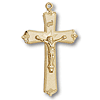 18kt Gold Plated 1in Fleur Tipped Crucifix 18 inch Necklace