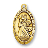 18kt Gold Plated 1in Oval Saint Christopher 24in Necklace