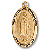 18kt Gold Plated 7/8in Our Lady of Guadalupe 18in Necklace