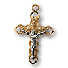 18kt Gold Plated 9/16in Filigree Crucifix 18 inch Necklace