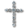Sterling Silver 1in Filigree CZ Cross 18in Necklace