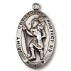 Sterling Silver 1in Oval Saint Christopher 24in Necklace