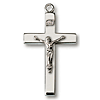 Sterling Silver 1in Modern Crucifix 24in Necklace