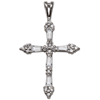 Sterling Silver 1in Baguette Cubic Zirconia Cross on 18in Chain