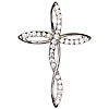Sterling Silver 1in CZ Curved Cross Pendant with 18in Chain