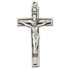 Sterling Silver 1 1/4in Latin Crucifix on 18in Steel Chain