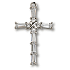 Sterling Silver 1in Baguette CZ Rope Cross 18in Necklace