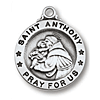 Sterling Silver 5/8in Saint Anthony Medal 18in Necklace