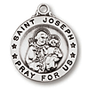 Sterling Silver 5/8in Saint Joseph Medal 18in Necklace
