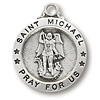 Sterling Silver 5/8in Saint Michael Medal 18in Necklace