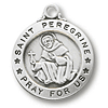 Sterling Silver 5/8in Saint Peregrine Medal 18in Necklace
