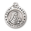 Sterling Silver 5/8in Saint Therese Medal 18in Necklace