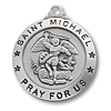 Sterling Silver 7/8in Saint Michael Medal 24in Necklace