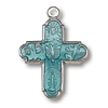 Sterling Silver 3/4in Enamel Four Way Cross 18in Necklace