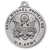 Sterling Silver 7/8in Saint Michael Army Medal 24in Necklace