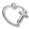 Sterling Silver 7/16in Heart Cross 18in Necklace