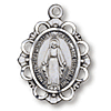 Sterling Silver 5/8in Filigree Miraculous Medal 18in Necklace