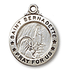 Sterling Silver 3/4in Saint Bernadette Medal 18in Necklace