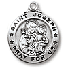 Sterling Silver 3/4in Saint Joseph Medal 18in Necklace