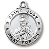 Sterling Silver 3/4in Saint Jude Medal on 18in Steel Chain
