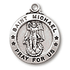 Sterling Silver 3/4in Saint Michael Medal 18in Necklace