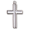 Sterling Silver 1 1/8in Beveled Latin Cross on 24in Necklace