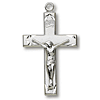 Sterling Silver 1in Scalloped Crucifix 24in Necklace