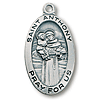 Sterling Silver 15/16in Saint Anthony Medal 18in Necklace