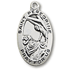 Sterling Silver 15/16in Oval Saint Peregrine Medal Necklace