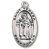Sterling Silver 15/16in Saint Teresa Medal 18in Necklace