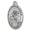 Sterling Silver 1in Oval Saint Francis Medal 24in Necklace