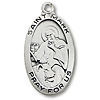 Sterling Silver 1in Oval Saint Mark Medal 24in Necklace