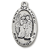 Sterling Silver 1in Oval Saint Matthew Medal 24in Necklace