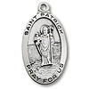 Sterling Silver 1in Oval St Patrick Medal 24in Necklace