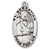 Sterling Silver 1in Oval Saint Sebastian Medal 24in Necklace