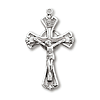 Sterling Silver 1 1/8in Crusader Crucifix on 18in Steel Chain