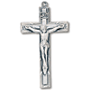 Sterling Silver 1 5/8in Latin Crucifix on 24in Steel Chain
