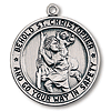 Sterling Silver 1in Behold St. Christopher Medal and 24in Steel Chain 