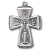Sterling Silver 1 1/4in Tapered Four Way Cross on 24in Chain