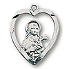 Sterling Silver 5/8in Saint Therese Heart 18in Necklace