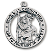 Sterling Silver 1in Cut-Out St. Christopher Medal on 24in Chain