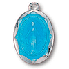 Sterling Silver 5/8in Blue Miraculous Medal 18in Necklace