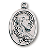 Sterling Silver 3/4in Oval Scapular Medal 24in Necklace