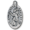 Sterling Silver 1in Oval Saint Christopher Medal with 24in Steel Chain